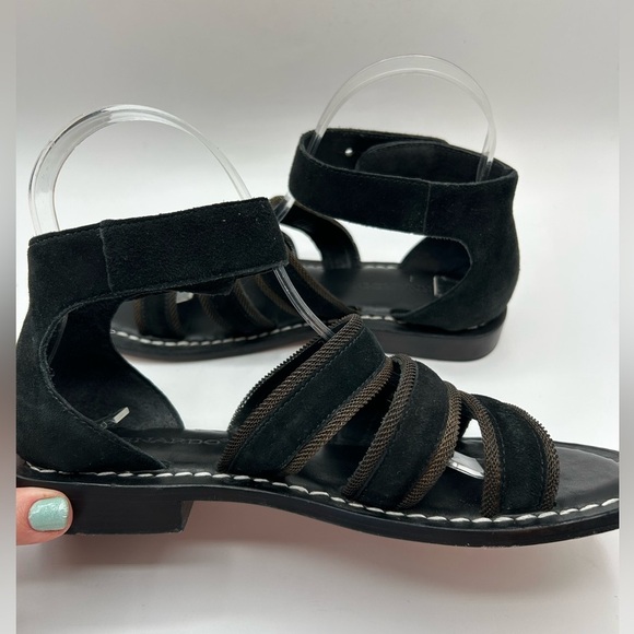 BERNARDO Theo Black Suede and Leather  Strappy Flat Sandal 7 - Picture 8 of 14